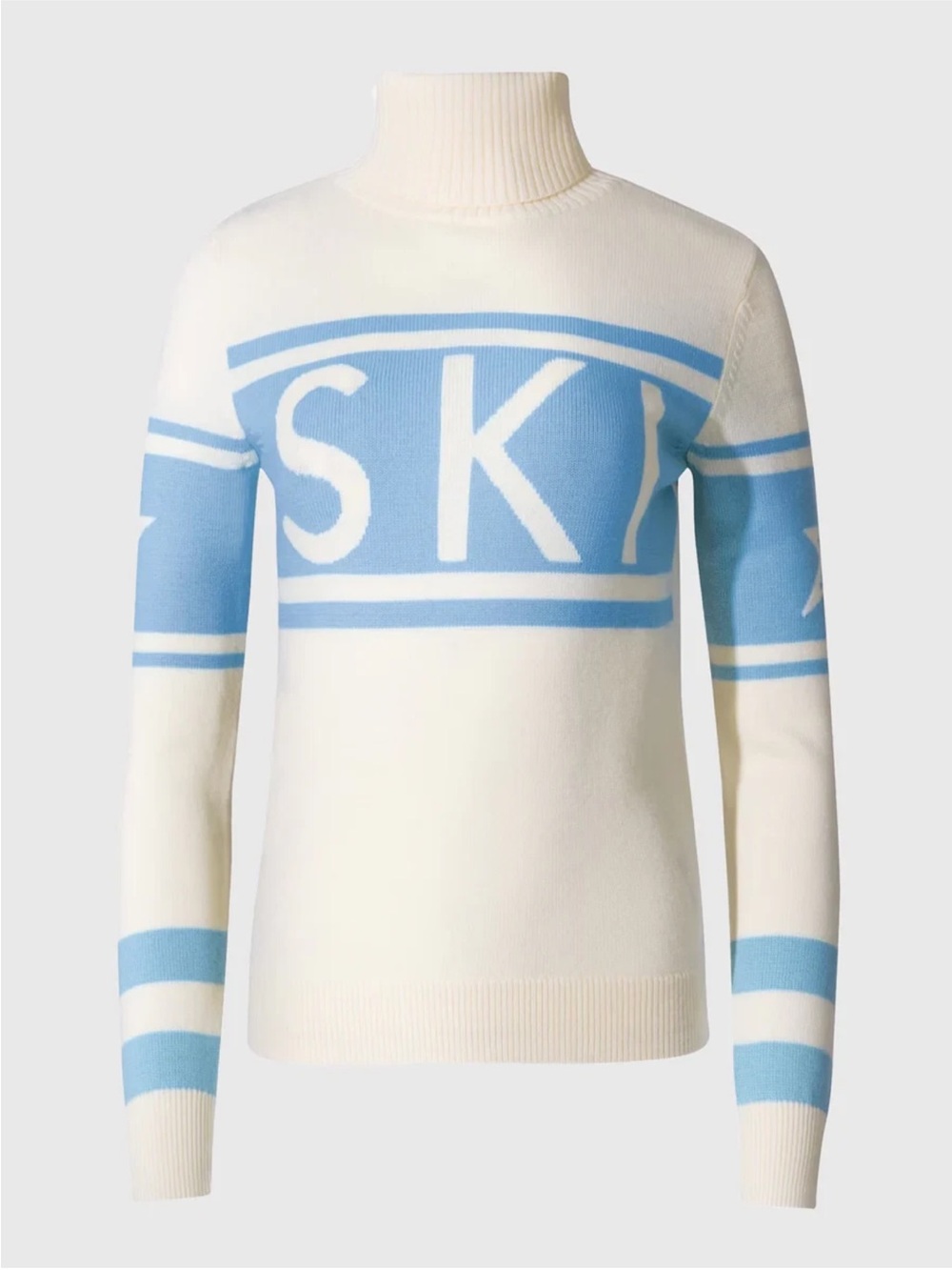 NWT Perfect Moment Schild Merino Wool SKI Sweater Blue Cream Size Medium M $425